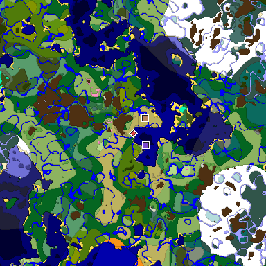 Predicted biome map of Java 1.20 seed 499376885513767235 around estimated spawn
