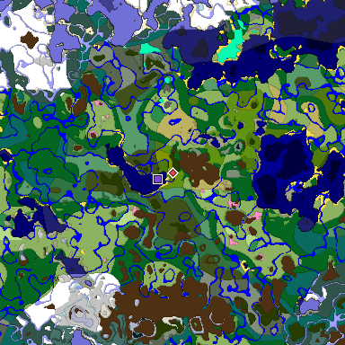 Predicted biome map of Java 1.20 seed 8048692151062836668 around estimated spawn