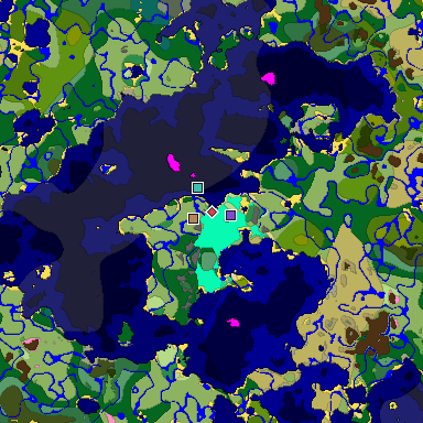 Predicted biome map of Java 1.20 seed -8626211674259203756 around estimated spawn
