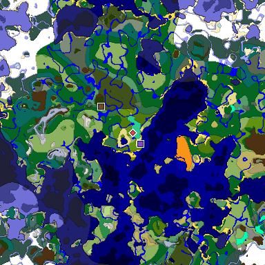 Predicted biome map of Java 1.20 seed 899914181304782382 around estimated spawn