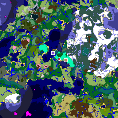Predicted biome map of Java 1.20 seed -3934411576623613305 around estimated spawn