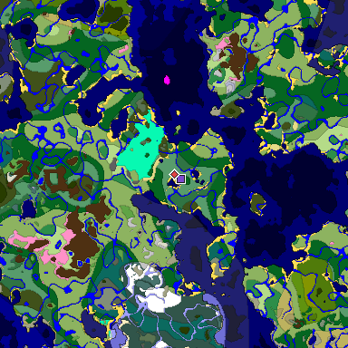 Predicted biome map of Java 1.20 seed -6407995428466065359 around estimated spawn
