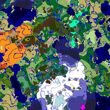 Predicted biome map of Java 1.20 seed 8159256459702888856 around estimated spawn