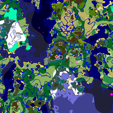 Predicted biome map of Java 1.20 seed -345023289538479994 around estimated spawn