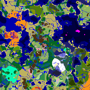 Map of Minecraft seed -1318764299465862343 around spawn