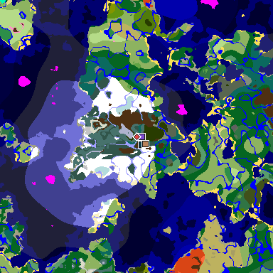 Map of Minecraft seed -2543050879639587663 around spawn