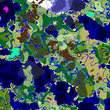 Map of Minecraft seed 5964418750854935283 around spawn