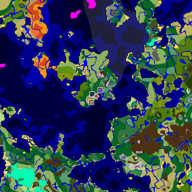 Predicted biome map of Java 1.20 seed 6126847291535130661 around estimated spawn