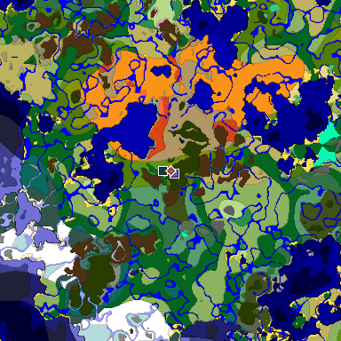 Predicted biome map of Java 1.20 seed -2140579631983102358 around estimated spawn
