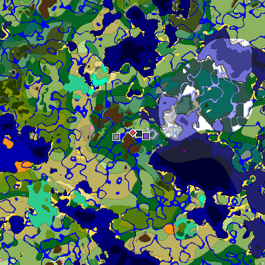 Predicted biome map of Java 1.20 seed -3440712153395990054 around estimated spawn