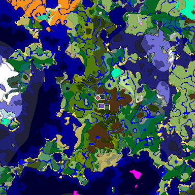 Predicted biome map of Java 1.20 seed 7097090806497580656 around estimated spawn