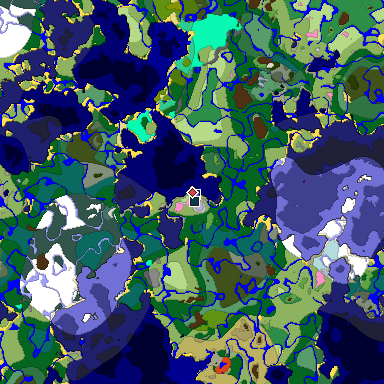 Predicted biome map of Java 1.20 seed -322748598817973657 around estimated spawn