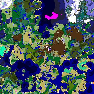 Predicted biome map of Java 1.20 seed 8148375789163345215 around estimated spawn