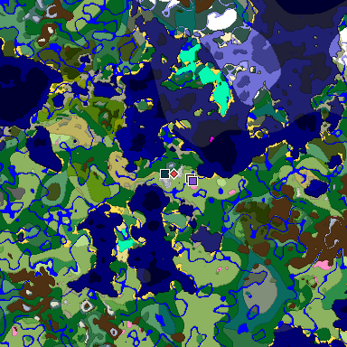 Predicted biome map of Java 1.20 seed 6632027237051039567 around estimated spawn