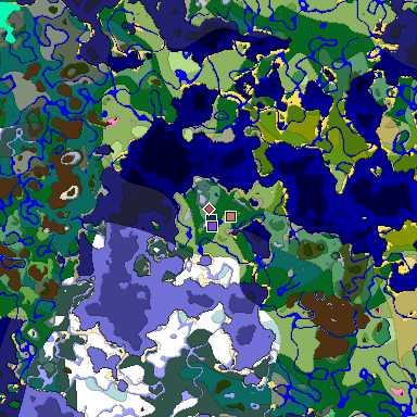 Predicted biome map of Java 1.20 seed 6776768301509949868 around estimated spawn