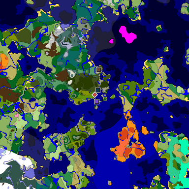Predicted biome map of Java 1.20 seed -4338167709656223133 around estimated spawn
