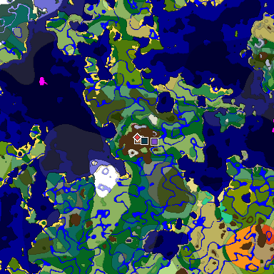 Predicted biome map of Java 1.20 seed 6797108616579124758 around estimated spawn