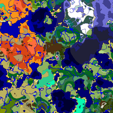 Predicted biome map of Java 1.20 seed 5466519248374991220 around estimated spawn