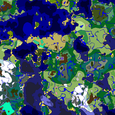 Predicted biome map of Java 1.20 seed 8614679070823582579 around estimated spawn