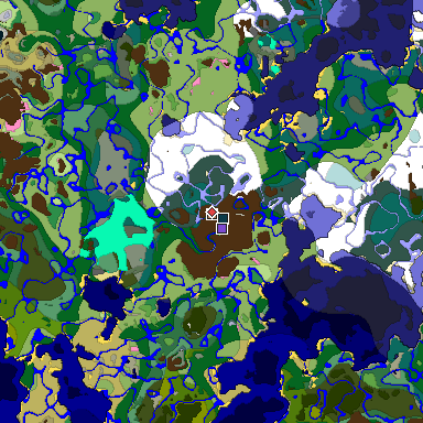 Predicted biome map of Java 1.20 seed 6577193696211246714 around estimated spawn