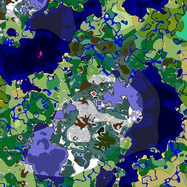 Predicted biome map of Java 1.20 seed 2934692952536068747 around estimated spawn