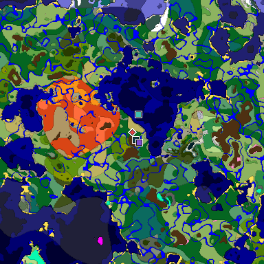 Predicted biome map of Java 1.20 seed 3556193071254248564 around estimated spawn