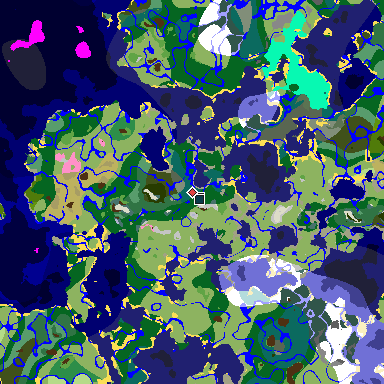 Map of Minecraft seed 6763439925084215810 around spawn