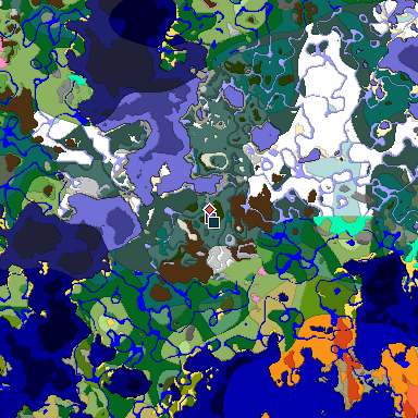 Predicted biome map of Java 1.20 seed -2070320514726271305 around estimated spawn
