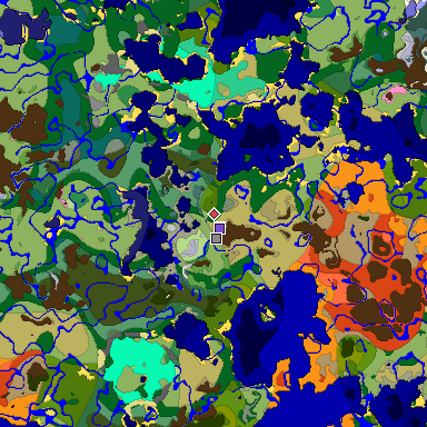 Predicted biome map of Java 1.20 seed 5462385121767915409 around estimated spawn