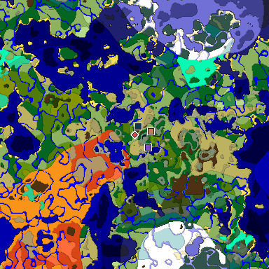 Predicted biome map of Java 1.20 seed 1597246094174903955 around estimated spawn