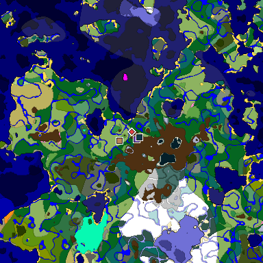 Predicted biome map of Java 1.20 seed -4961239186535158403 around estimated spawn