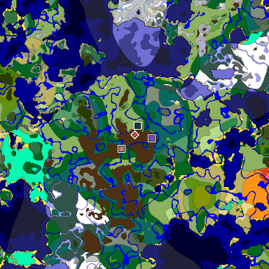 Predicted biome map of Java 1.20 seed 604491345886170706 around estimated spawn
