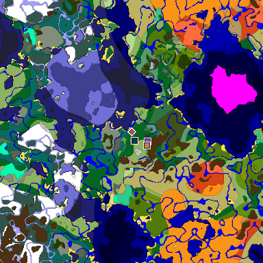 Predicted biome map of Java 1.20 seed -8823959126790317697 around estimated spawn