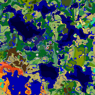 Predicted biome map of Java 1.20 seed -5306794610241293959 around estimated spawn