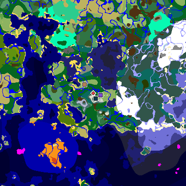 Map of Minecraft seed 7654278120558459035 around spawn