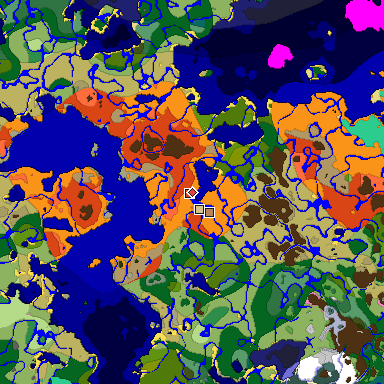 Predicted biome map of Java 1.20 seed -5062935480016060238 around estimated spawn