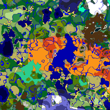 Predicted biome map of Java 1.20 seed -234338904081396607 around estimated spawn