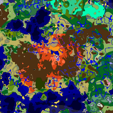 Predicted biome map of Java 1.20 seed 8000772287461925248 around estimated spawn