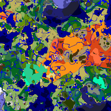 Predicted biome map of Java 1.20 seed -3139375816757385894 around estimated spawn
