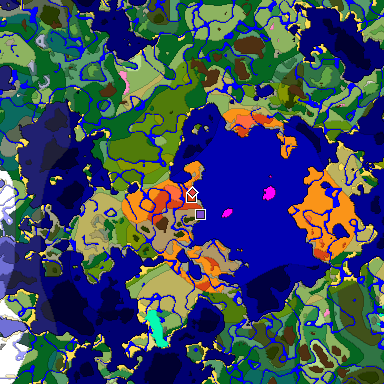Predicted biome map of Java 1.20 seed -7333142511879210303 around estimated spawn
