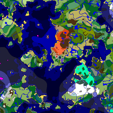 Predicted biome map of Java 1.20 seed -1537768998234259009 around estimated spawn