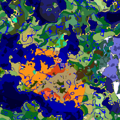 Predicted biome map of Java 1.20 seed -6894516533104113482 around estimated spawn