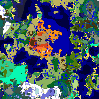 Predicted biome map of Java 1.20 seed -715744975096059059 around estimated spawn