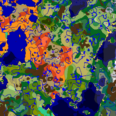Predicted biome map of Java 1.20 seed 6390570132092710476 around estimated spawn