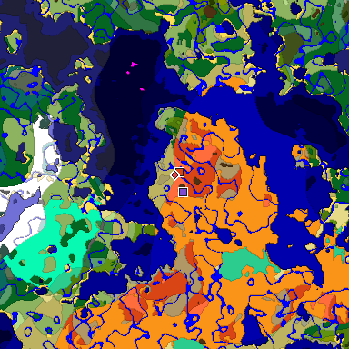 Predicted biome map of Java 1.20 seed 637915572247514663 around estimated spawn