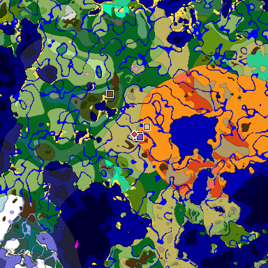 Predicted biome map of Java 1.20 seed -1506086581398123876 around estimated spawn
