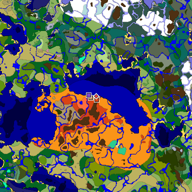Predicted biome map of Java 1.20 seed 9001429499573206777 around estimated spawn