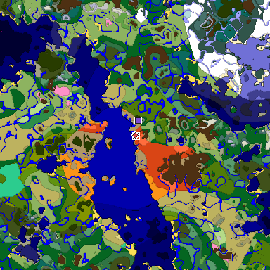 Predicted biome map of Java 1.20 seed -2114246828516234849 around estimated spawn