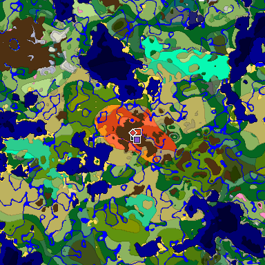 Predicted biome map of Java 1.20 seed -8703583934165071032 around estimated spawn