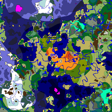 Predicted biome map of Java 1.20 seed 60422058755723721 around estimated spawn